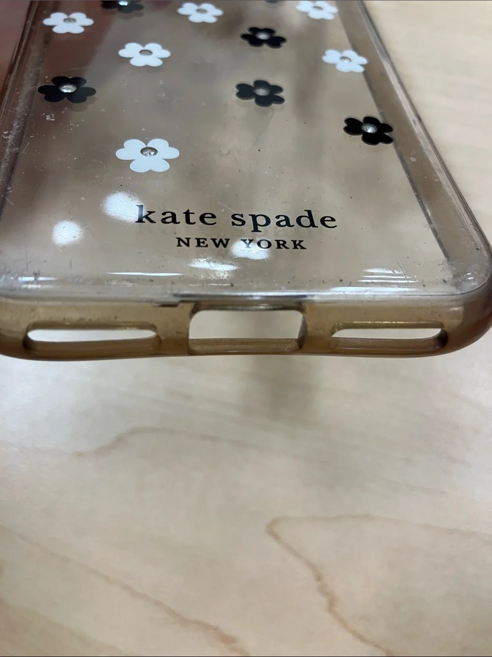 kate spade Clear Floral iPhone Case - Black & White Daisy Print